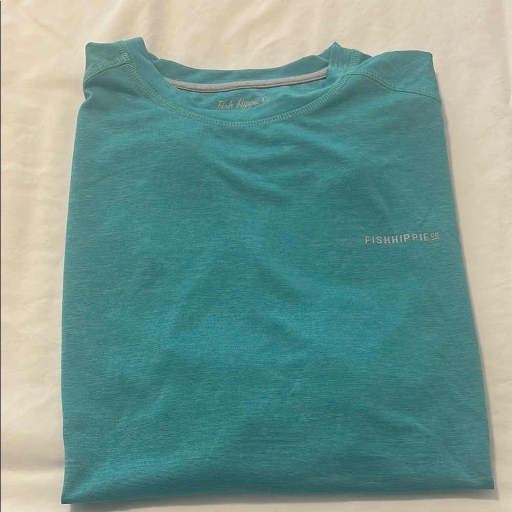 FISHHIPPIE Green Short Sleeve Tee with Crew Neck